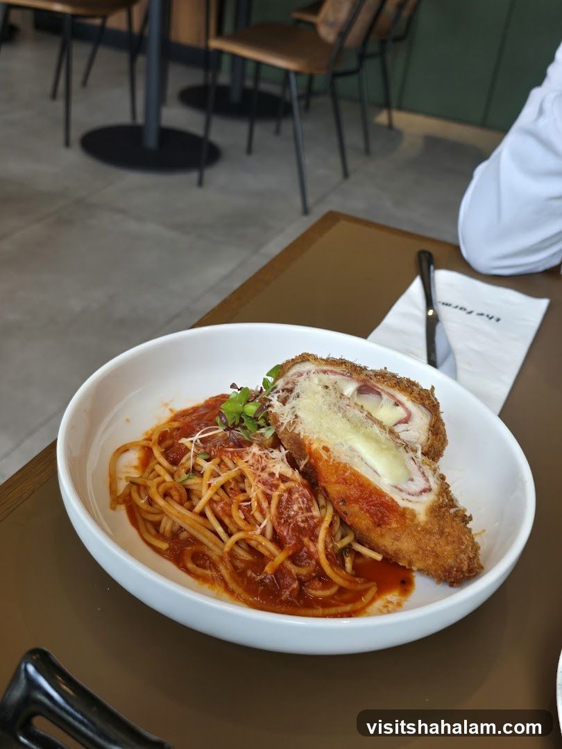 Chicken Cordon Bleu with Spaghetti