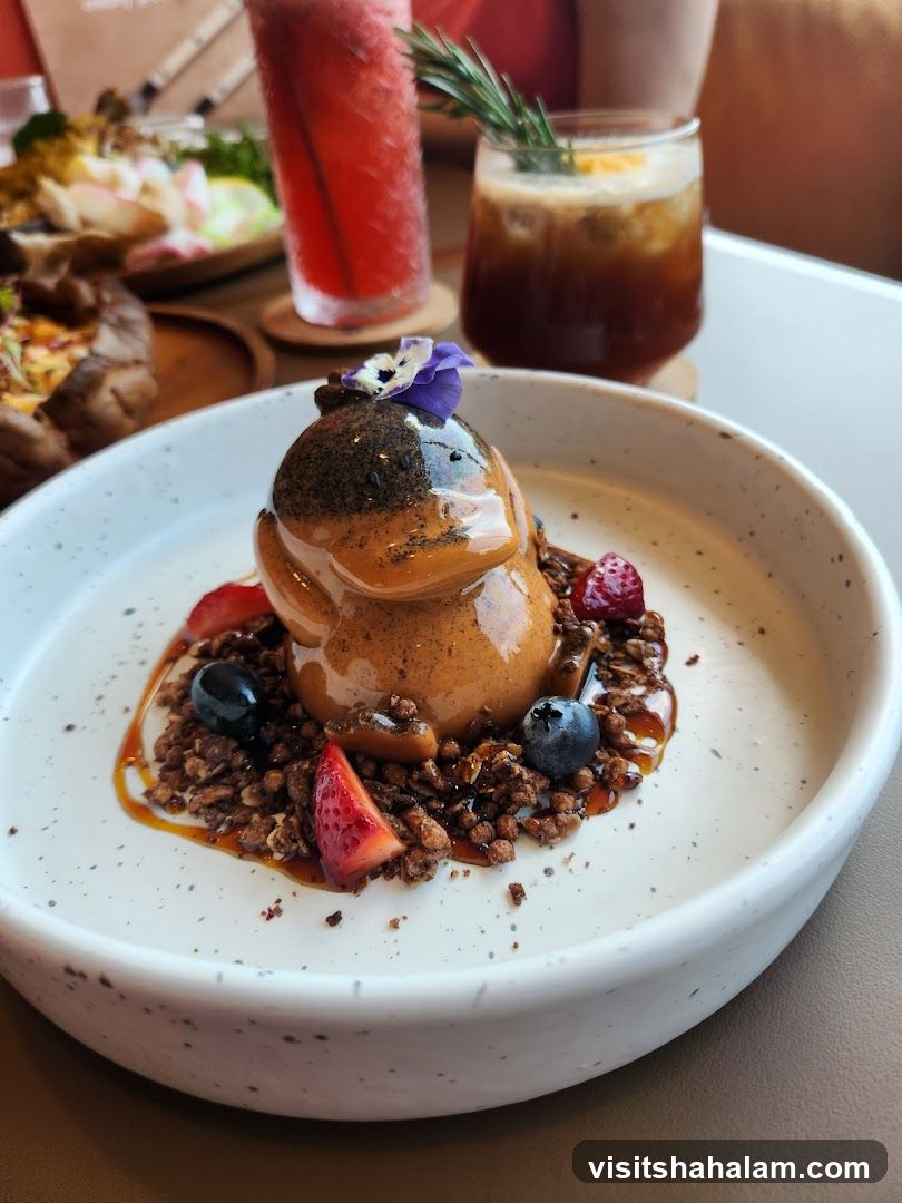 Dessert with Berries and Coffee Drink