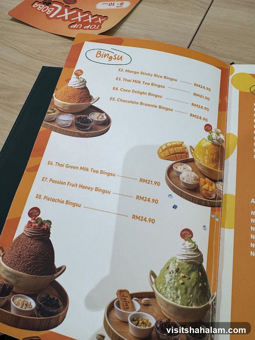 Bingsu Menu