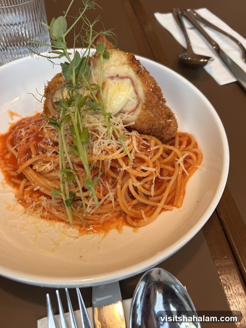 Spaghetti with Chicken Cordon Bleu
