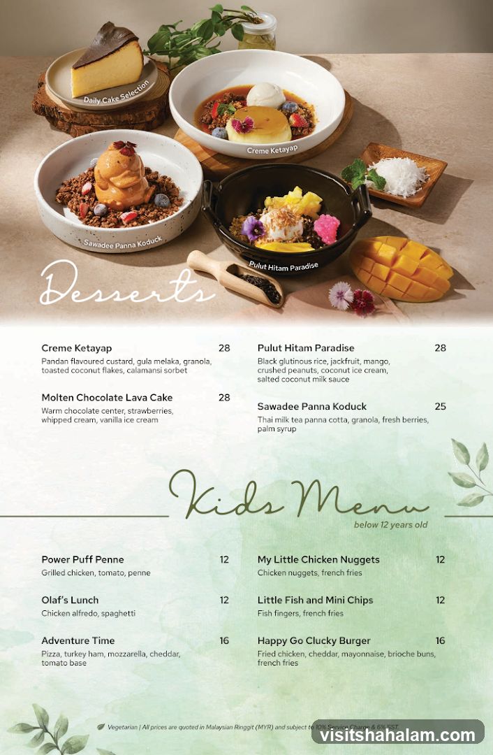 Desserts and Kids Menu