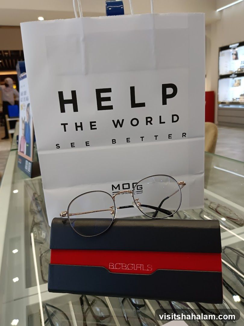 Eyeglasses and branded shopping bag