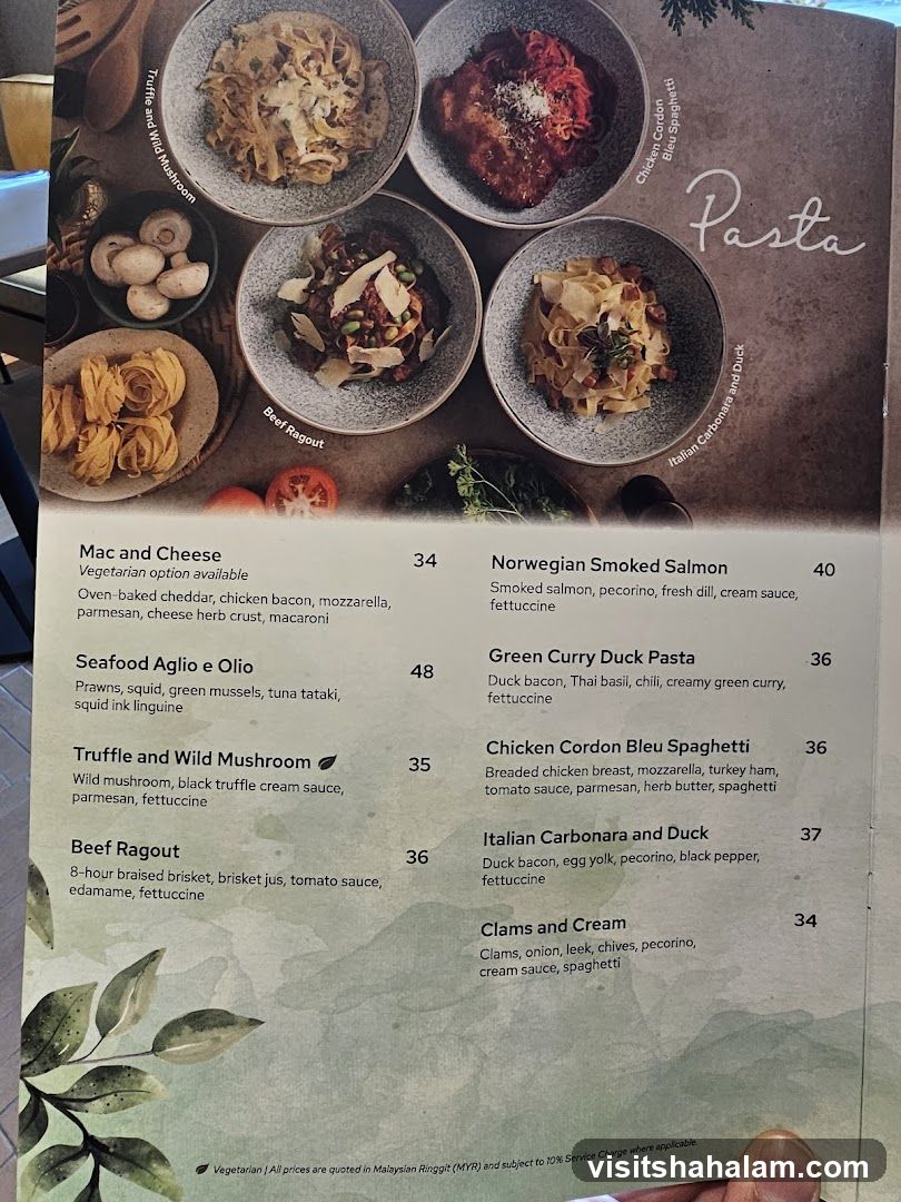 Pasta Menu
