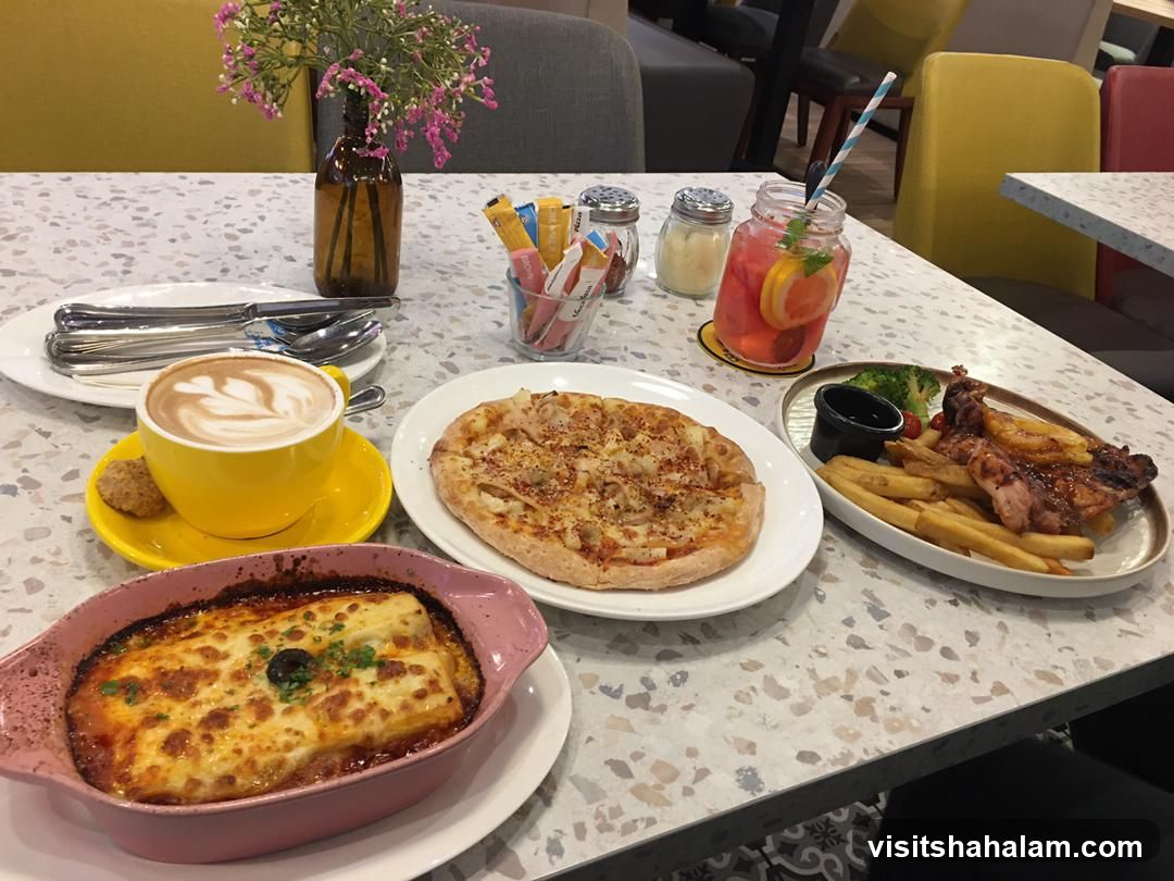 Table with food and drinks