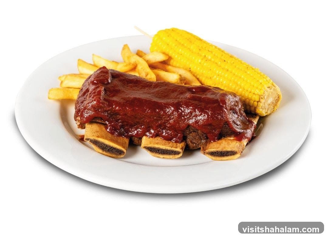 Barbecue Ribs with Fries and Corn