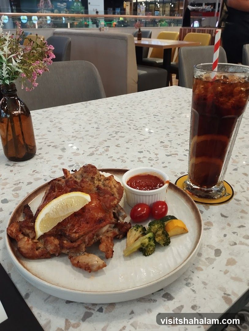 Grilled Chicken with Vegetables and Drink