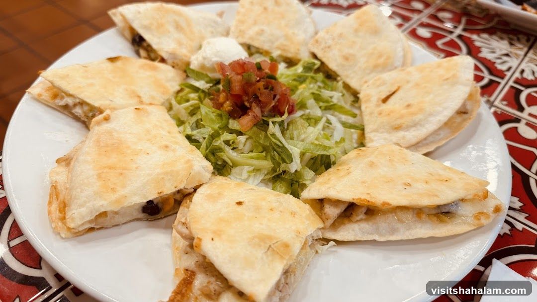 Quesadillas with Shredded Lettuce and Salsa