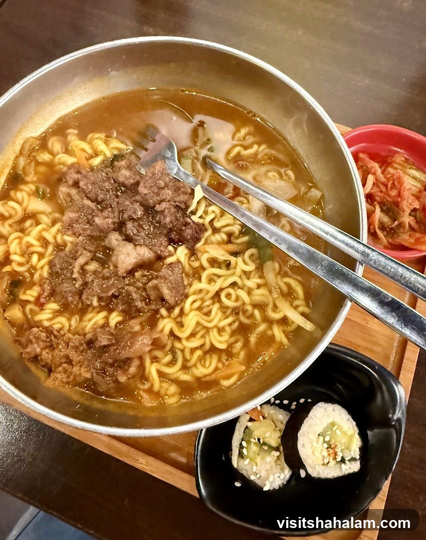 Korean Noodle Soup with Sides