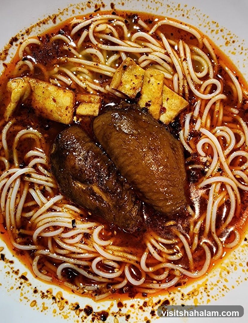 Spicy Noodle Soup with Chicken Wings and Tofu