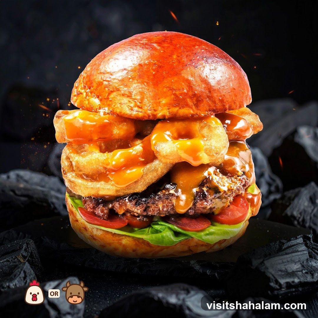 Burger with Onion Rings
