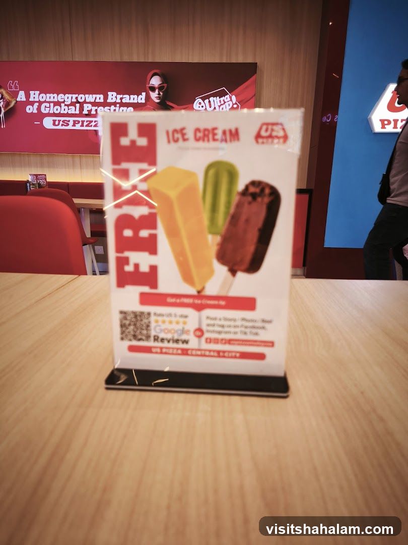 US Pizza Free Ice Cream Promotion