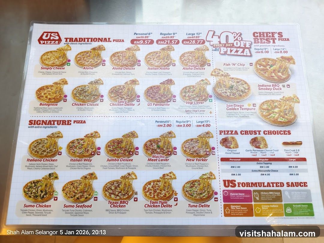 US Pizza Menu