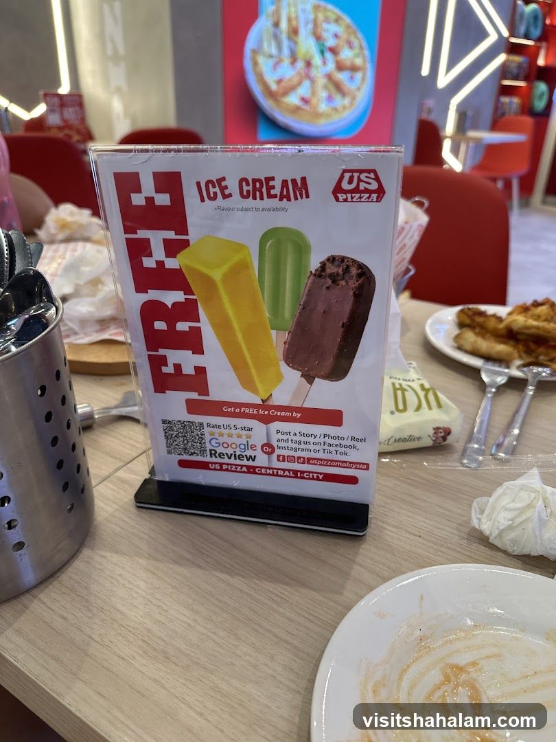 US Pizza Free Ice Cream Promotion