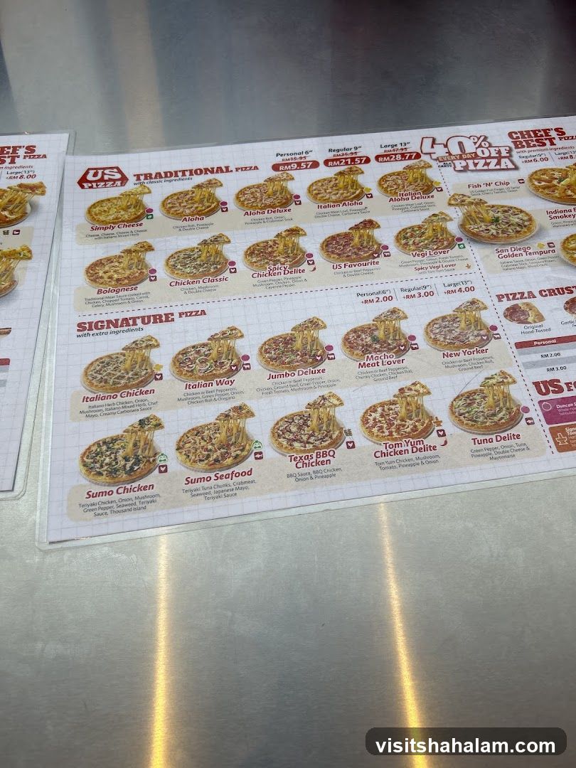 US Pizza Menu