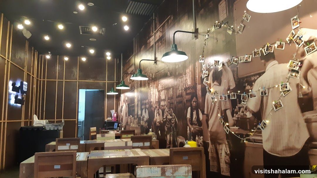 Restaurant Interior with Vintage Mural