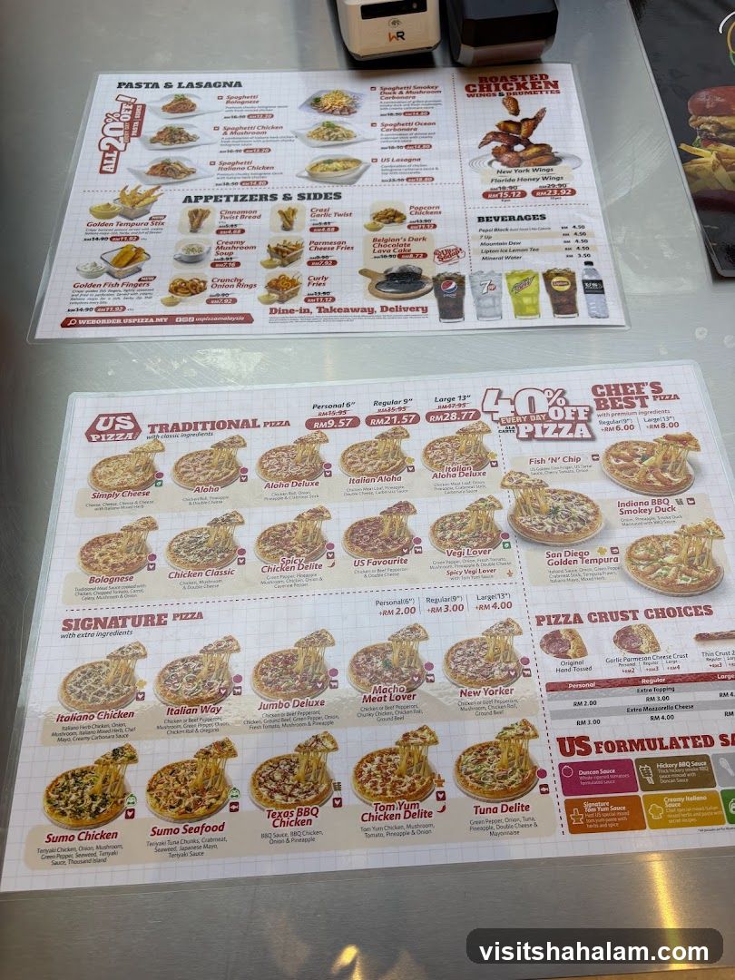 US Pizza Menu