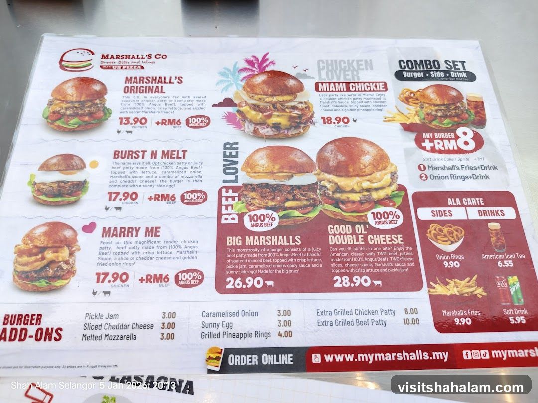 Marshall's Co Menu