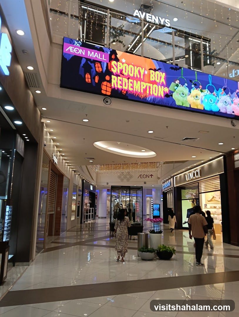 Mall Interior with Halloween Promotion