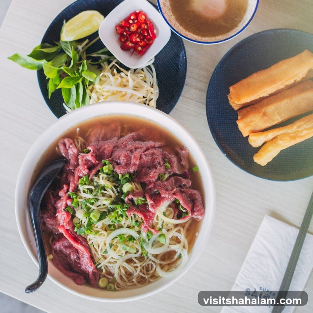 Pho with Beef and Accompaniments