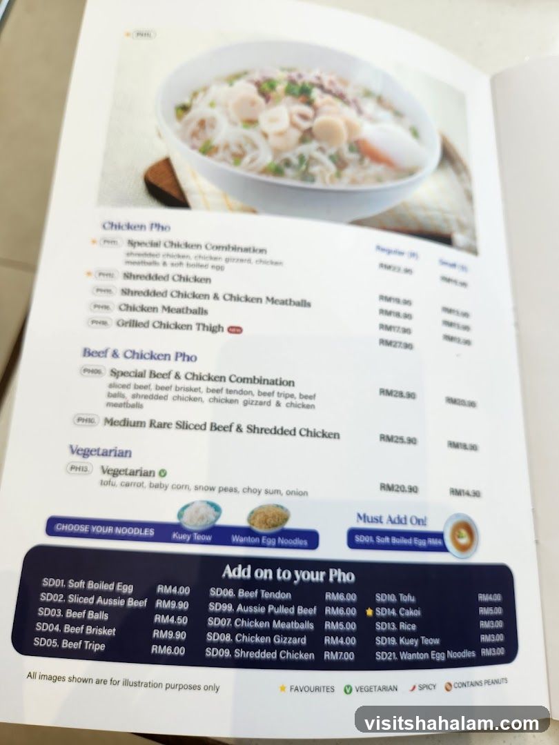 Pho Menu