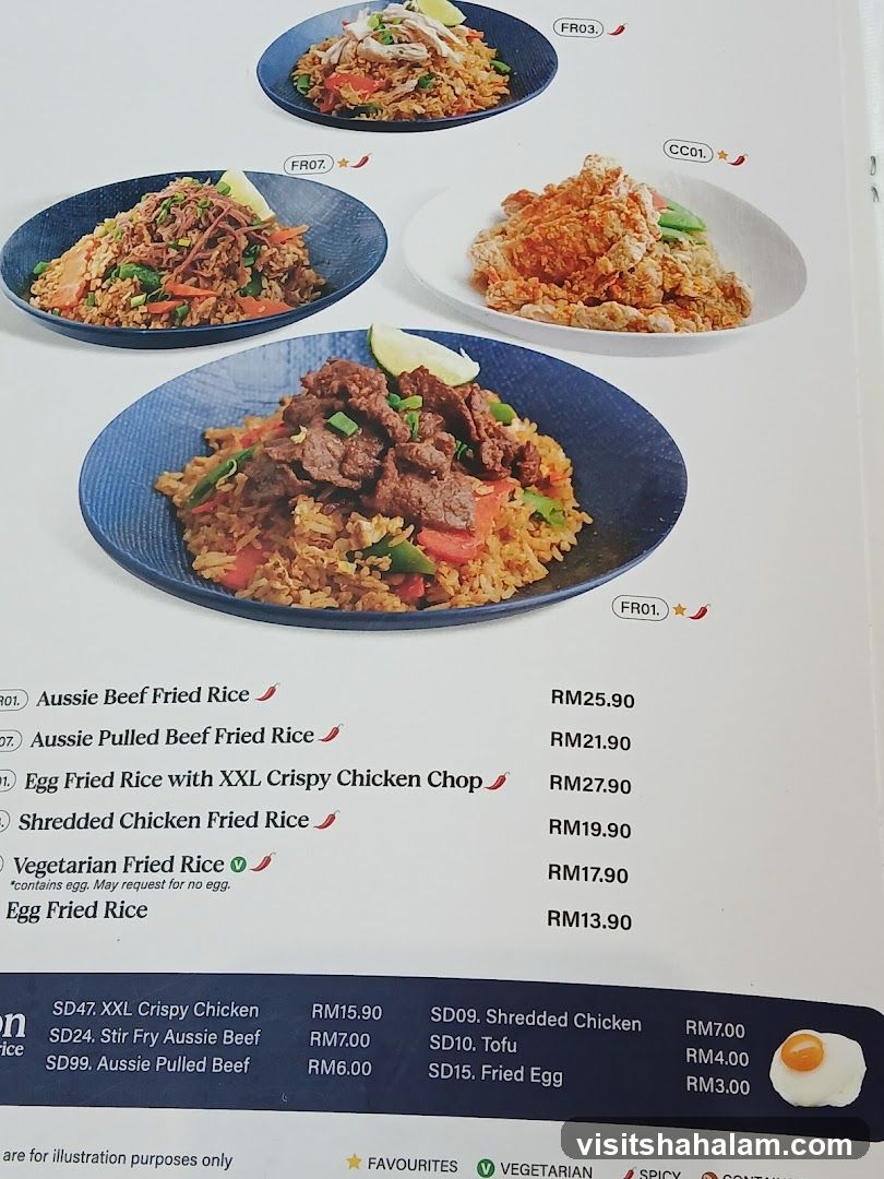 Fried Rice Menu