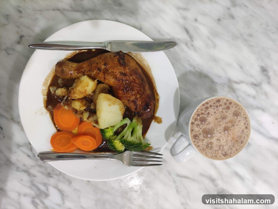 Roast Chicken Dinner with Hot Chocolate