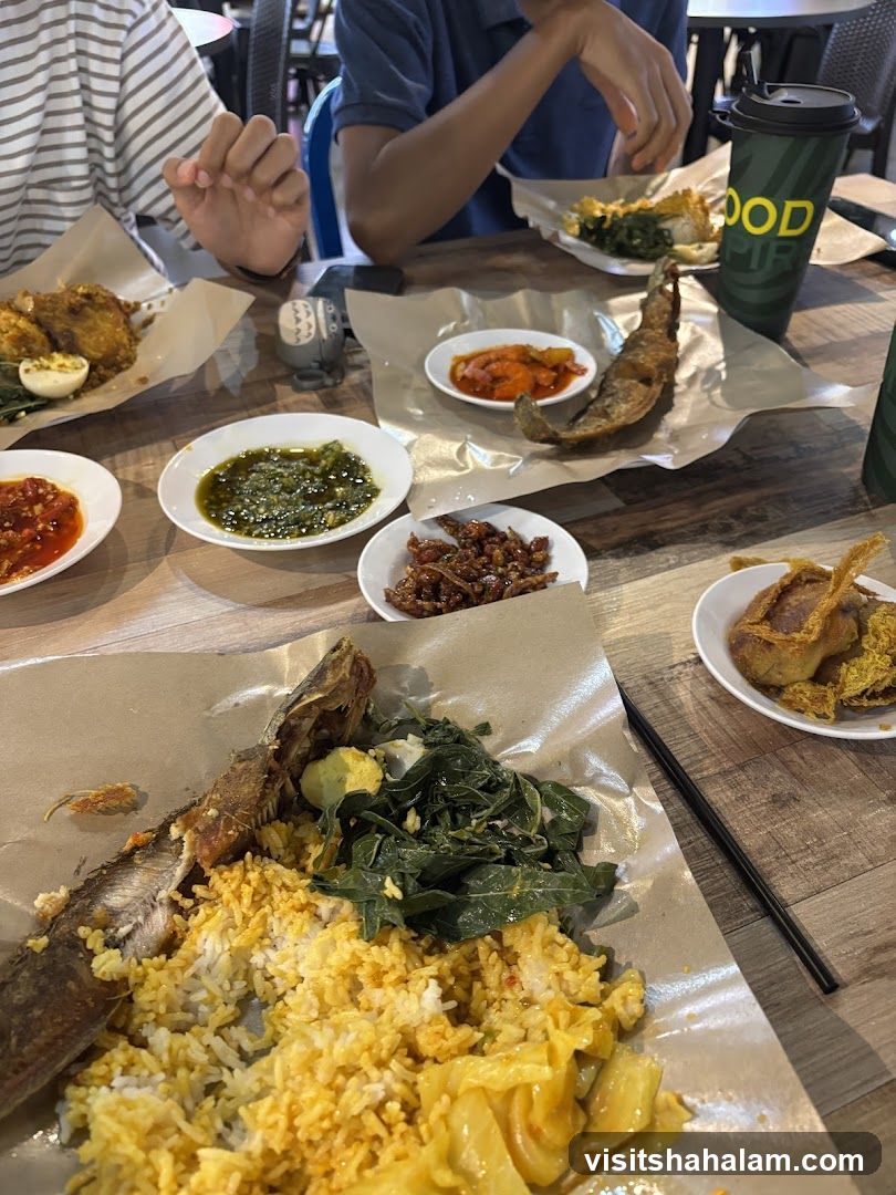 Meal with fried fish and vegetables