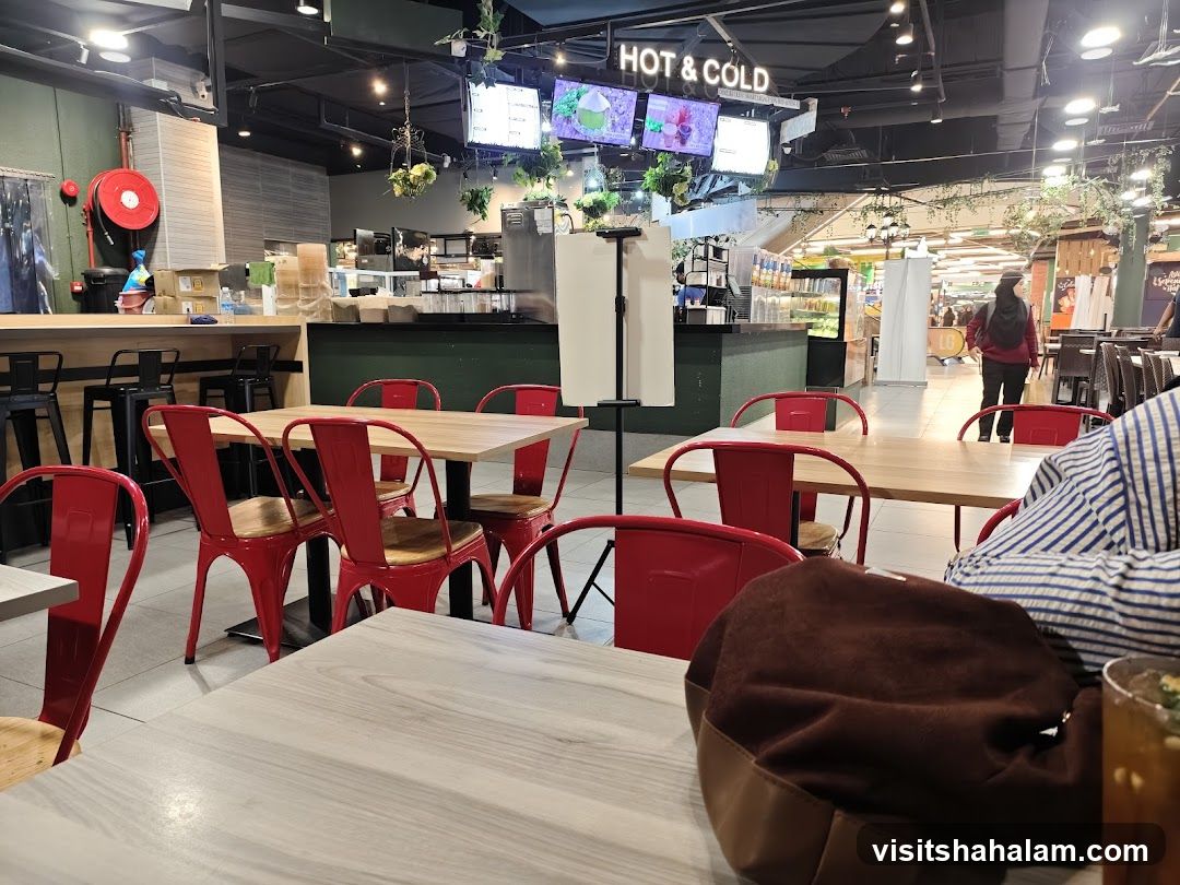 Restaurant Interior with Red Chairs