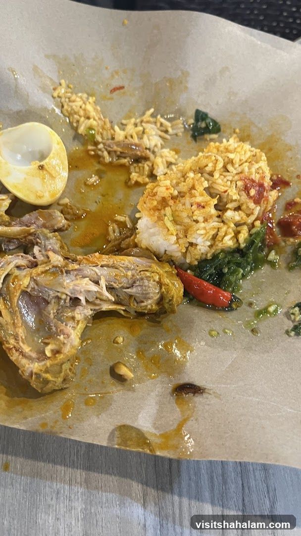 Leftover food on paper