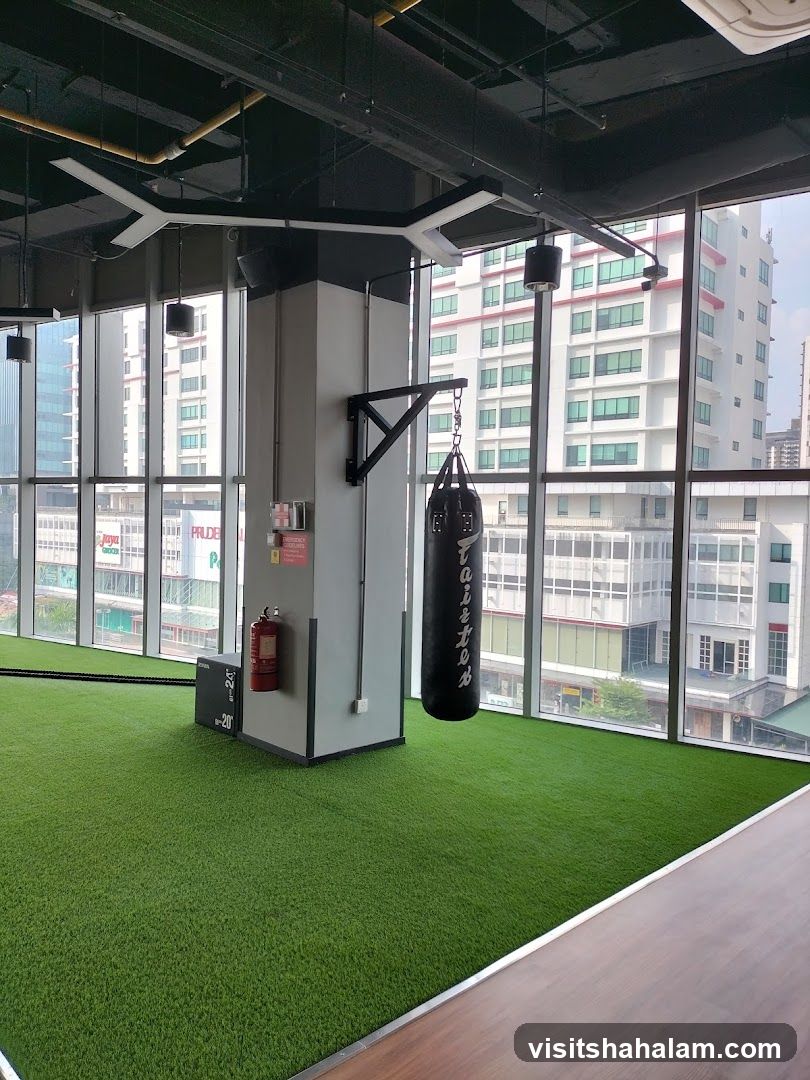 Gym Interior with Punching Bag