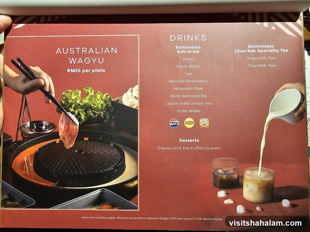 Australian Wagyu and Drinks Menu