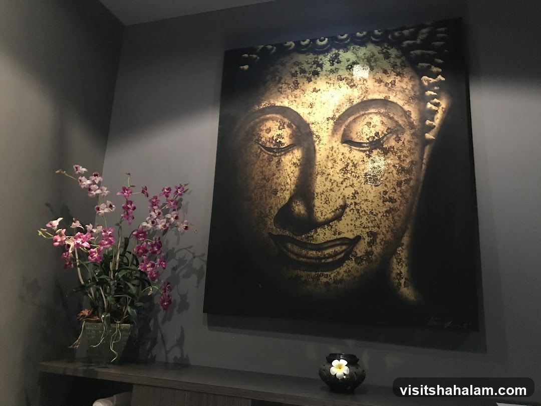 Buddha Artwork and Orchids