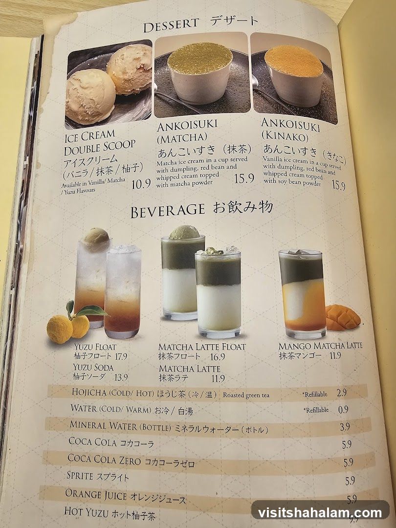 Dessert and Beverage Menu