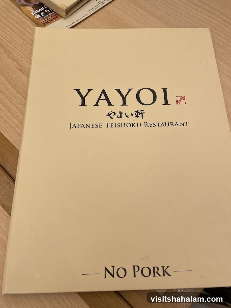 YAYOI Japanese Teishoku Restaurant Menu