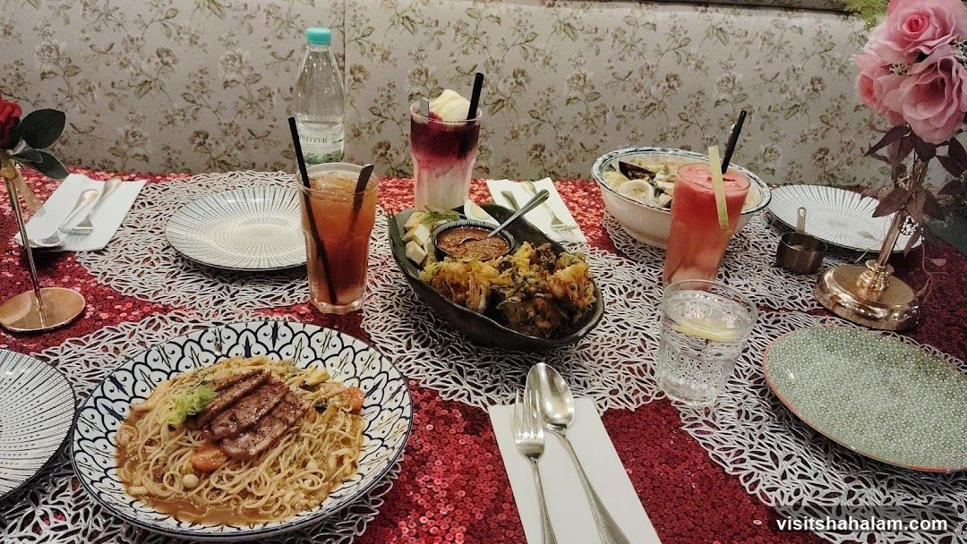 Table Setting with Food and Drinks