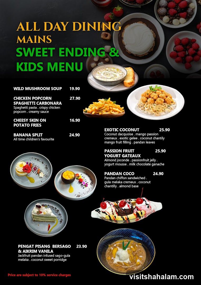 All Day Dining Mains Sweet Ending & Kids Menu