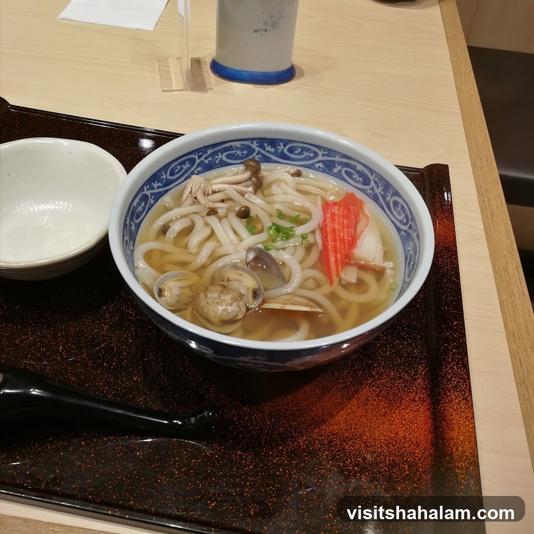 Udon Soup with Clams and Crab Stick