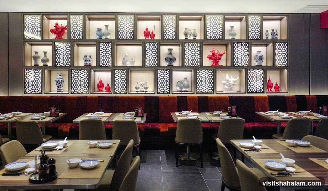 Restaurant Interior with Decorative Shelving