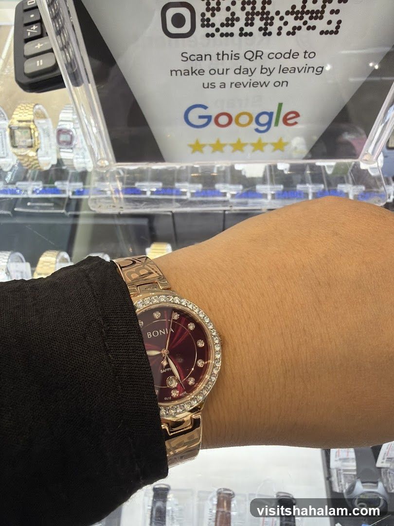 Watch Display with Google Review QR Code