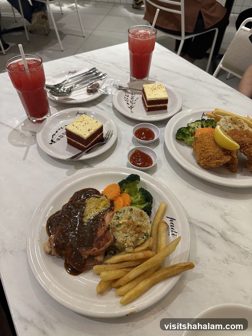 Table with food and drinks