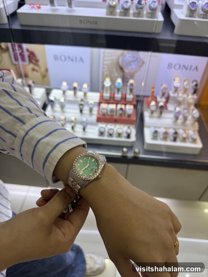 Person trying on a watch