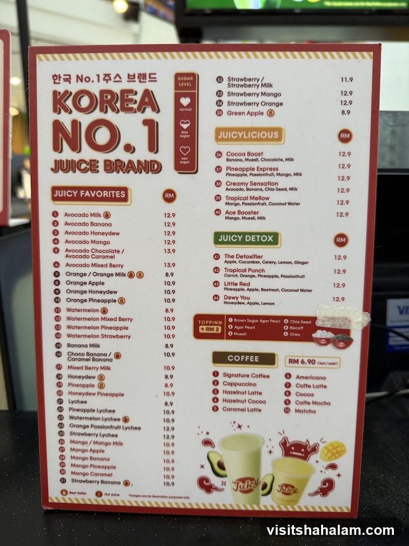 Korea No.1 Juice Brand Menu