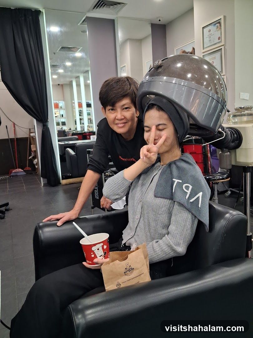 Hair Salon Customer Under Dryer