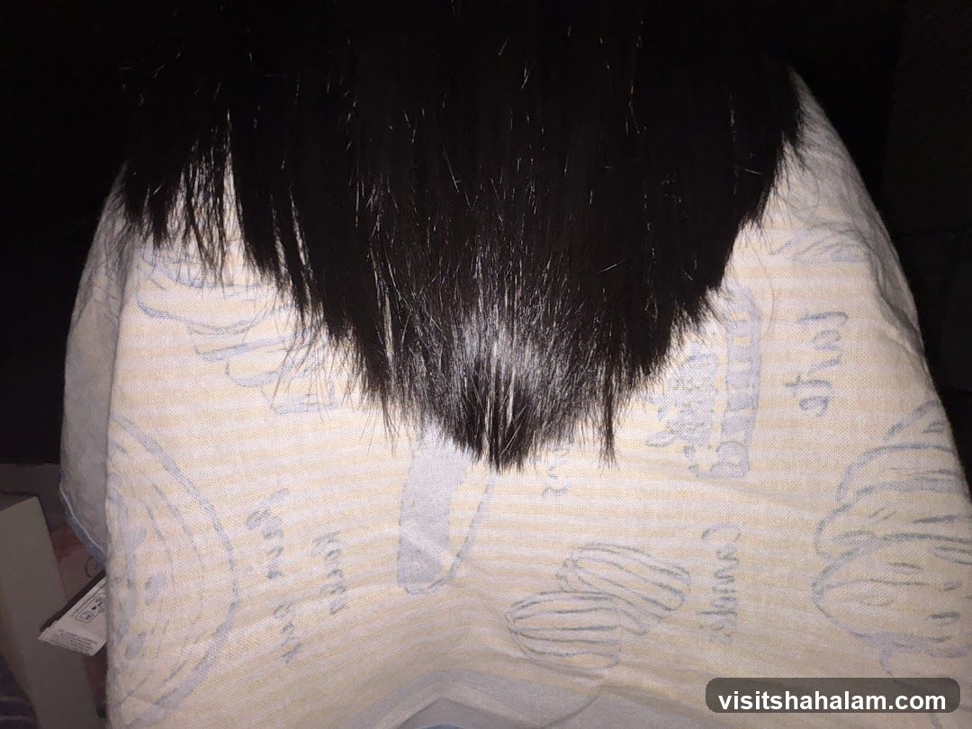 Hair over patterned fabric