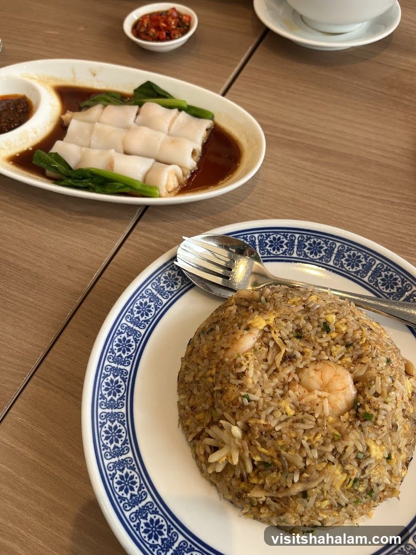 Shrimp Fried Rice and Steamed Rice Rolls