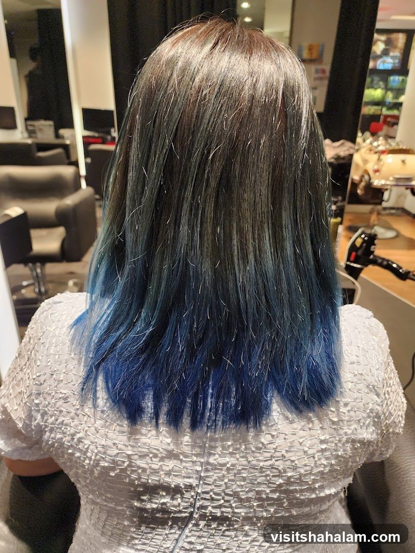 Woman with blue ombre hair