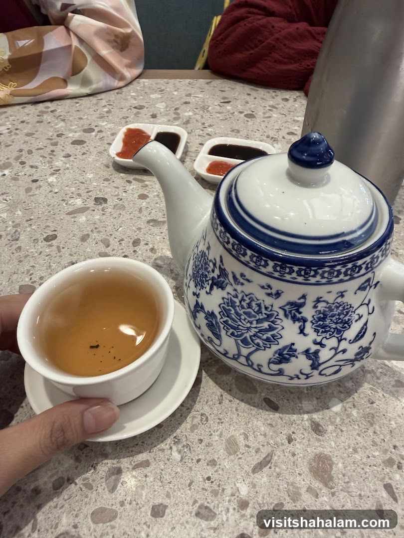 Tea set with dipping sauces