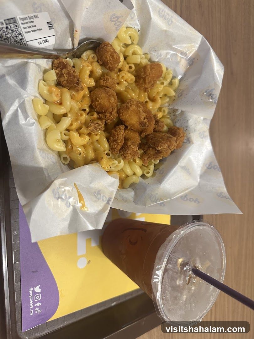 Macaroni and Cheese with Popcorn Chicken