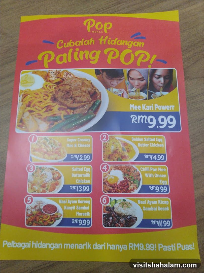 Pop Meals Menu