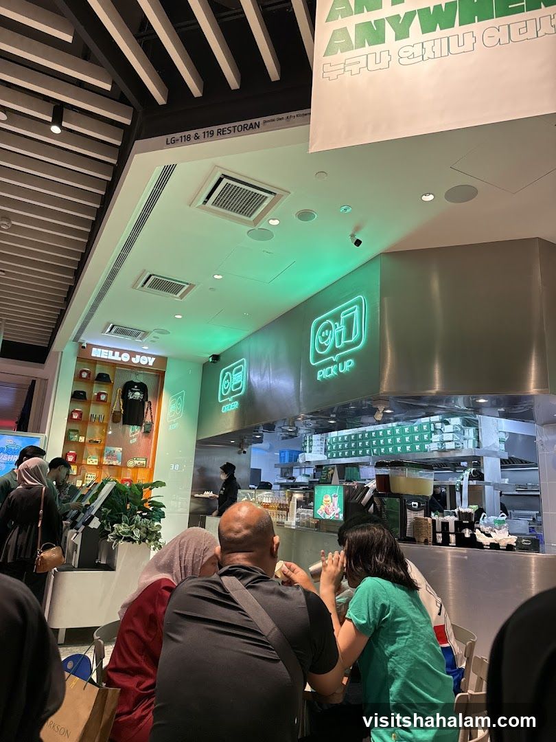 Restaurant Interior with Neon Signs